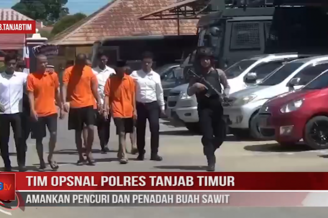 TIM OPSNAL POLRES TANJAB TIMUR AMANKAN PENCURI DAN PENADAH BUAH SAWIT