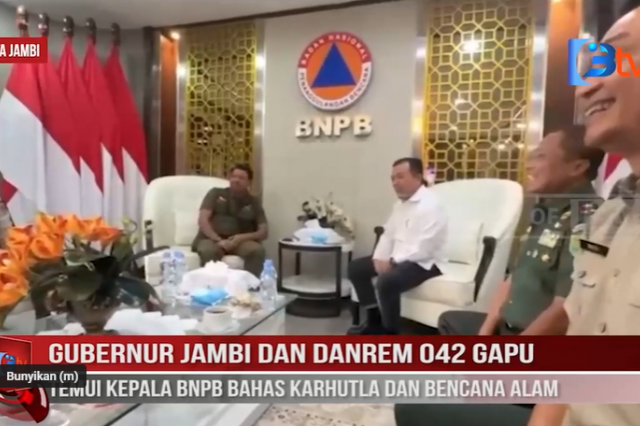 GUBERNUR JAMBI DAN DANREM 042 GAPU TEMUI KEPALA BNPB BAHAS KARHUTLA DAN BENCANA ALAM