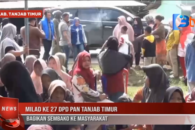 MILAD KE 27 DPD PAN TANJAB TIMUR BAGIKAN SEMBAKO KE MASYARAKAT