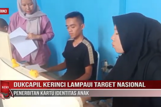 DUKCAPIL KERINCI LAMPUI TARGET NASIONAL PENERBITAN KARTU IDENTITAS ANAK