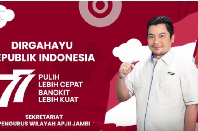 SEKRETARIAT PENGURUS WILAYAH APJII JAMBI MENGUCAPKAN DIRGAHAYU RI KE 77