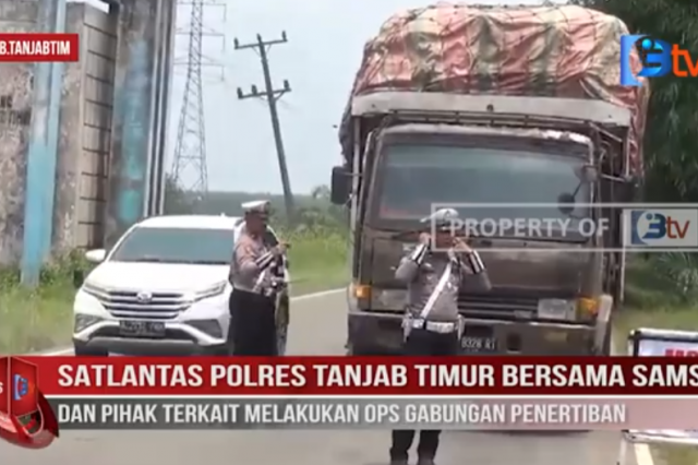 SATLANTAS POLRES TANJAB TIMUR BERSAMA SAMSAT DAN PIHAK TERKAIT MELAKUKAN OPS GABUNGAN PENERTIBAN