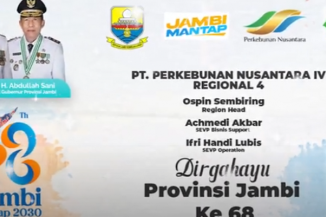 UCAPAN HUT PROVINSI JAMBI KE 68 PTPN IV REGIONAL 4