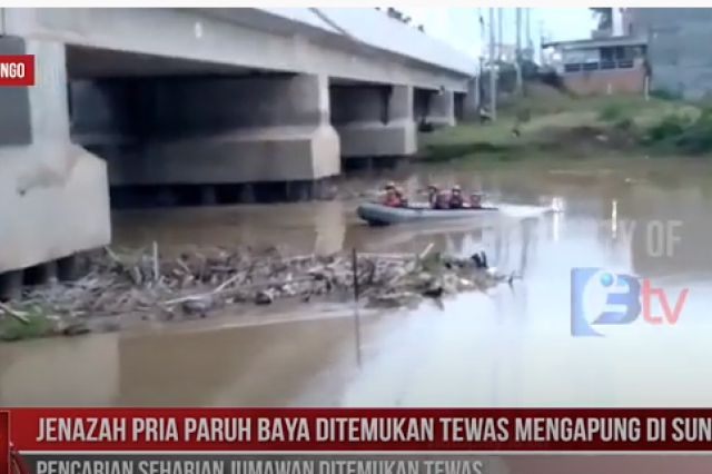 JENAZAH PRIA PARUH BAYA DITEMUKAN TEWAS MENGAPUNG DI SUNGAI