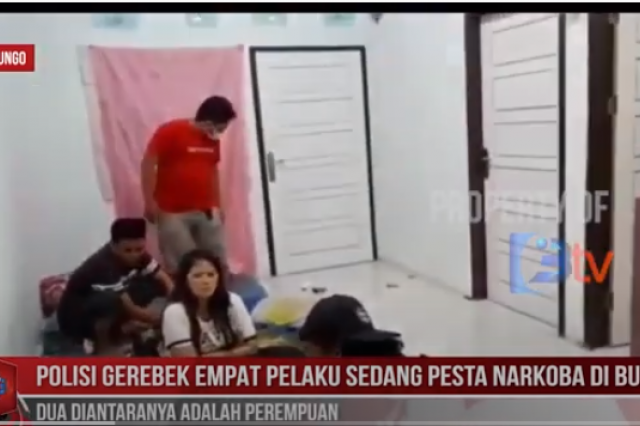 POLISI GEREBEK EMPAT PELAKU SEDANG PESTA NARKOBA DI BUNGO