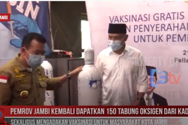 PEMROV JAMBI KEMBALI DAPATKAN 150 TABUNG OKSIGEN DARI KADIN