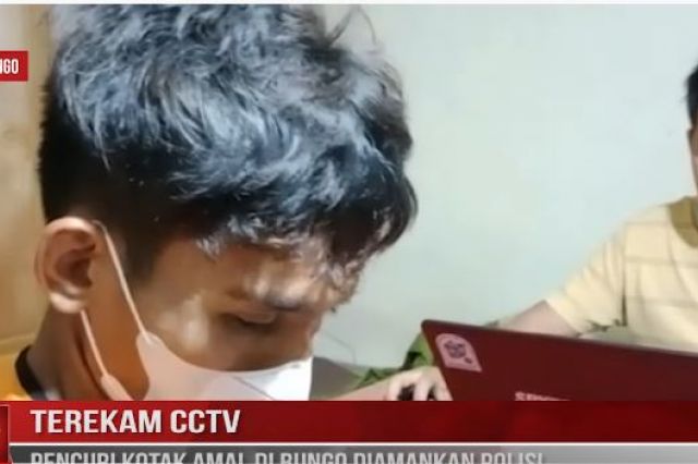 TEREKAM CCTV, PENCURI KOTAK AMAL DI BUNGO DIAMANKAN POLISI