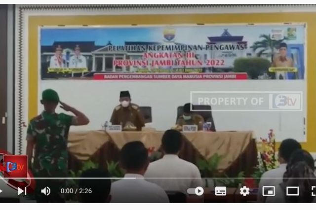 WAGUB ABDULLAH SANI BUKA UPACARA PELATIHAN KEPEMIMPINAN PENGAWAS ANGKATAN III PROV JAMBI TAHUN 2022